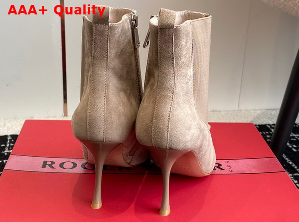 Roger Vivier Viv in The City Booties in Beige Suede Replica