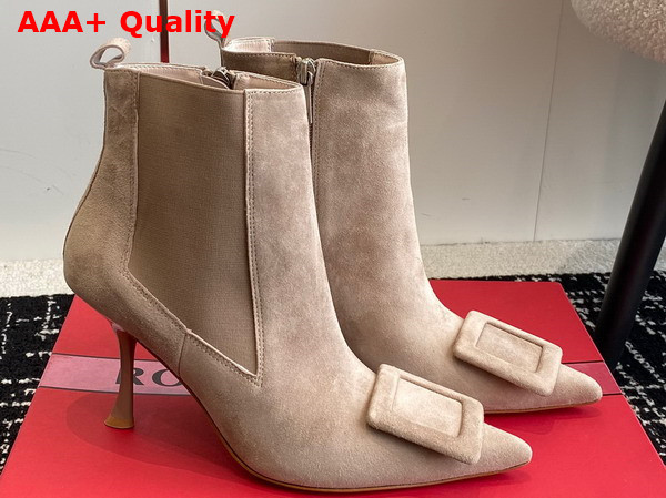 Roger Vivier Viv in The City Booties in Beige Suede Replica