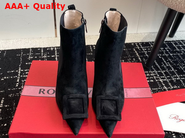 Roger Vivier Viv in The City Booties in Black Suede Replica