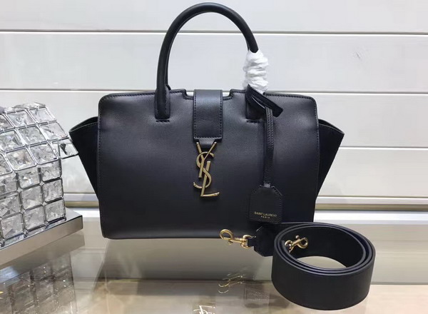 Baby Monogram Saint Laurent Downtown Cabas YSL Bag in Black Leather and Suede For Sale