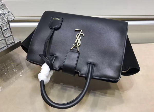 Baby Monogram Saint Laurent Downtown Cabas YSL Bag in Black Leather and Suede For Sale