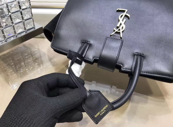 Baby Monogram Saint Laurent Downtown Cabas YSL Bag in Black Leather and Suede For Sale