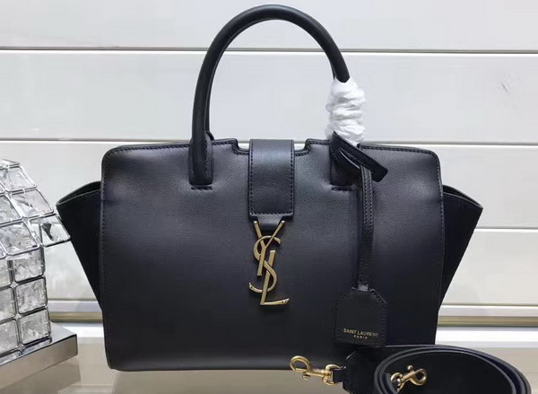 Baby Monogram Saint Laurent Downtown Cabas YSL Bag in Black Leather and Suede For Sale