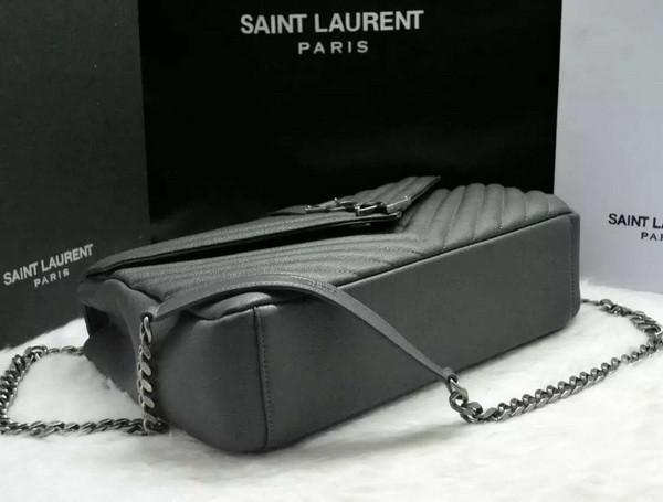 Large College Monogram Saint Laurent Bag in Dark Anthracite Matelasse Leather for Sale