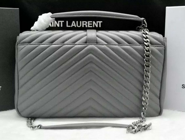 Large College Monogram Saint Laurent Bag in Grey Matelasse Leather for Sale