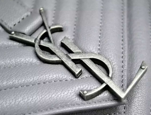 Large College Monogram Saint Laurent Bag in Grey Matelasse Leather for Sale