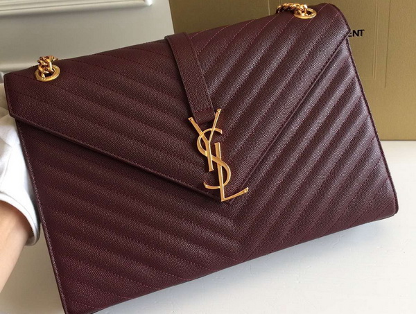 Large Monogram Saint Laurent Satchel in Bordeaux Grain Leather for Sale