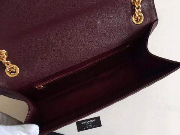 Large Monogram Saint Laurent Satchel in Bordeaux Grain Leather for Sale