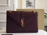 Large Monogram Saint Laurent Satchel in Bordeaux Grain Leather for Sale