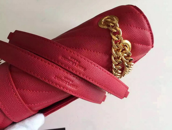 Large Monogram Saint Laurent Satchel in Lipstick Red Grain Leather for Sale