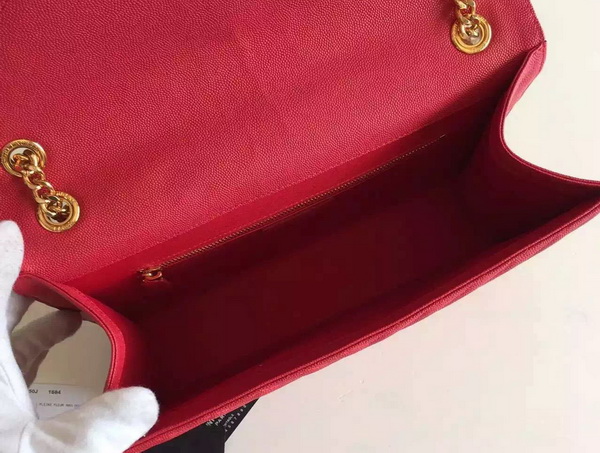 Large Monogram Saint Laurent Satchel in Lipstick Red Grain Leather for Sale