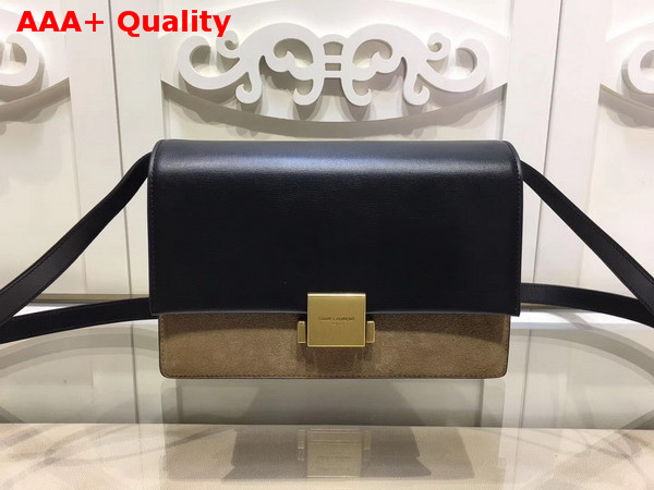 Medium Bellechasse Saint Laurent Bag in Black Leather and Taupe Suede Replica