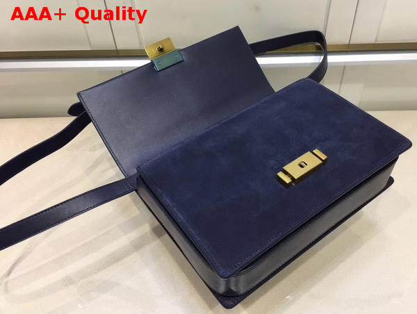 Medium Bellechasse Saint Laurent Bag in Navy Blue Leather and Suede Replica