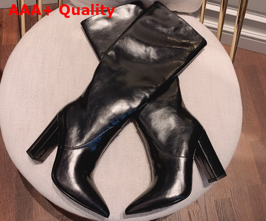 Saint Laurent 68 Boots in Black Smooth Leather Replica