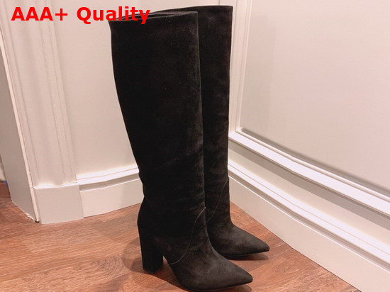 Saint Laurent 68 Boots in Black Suede Leather Replica