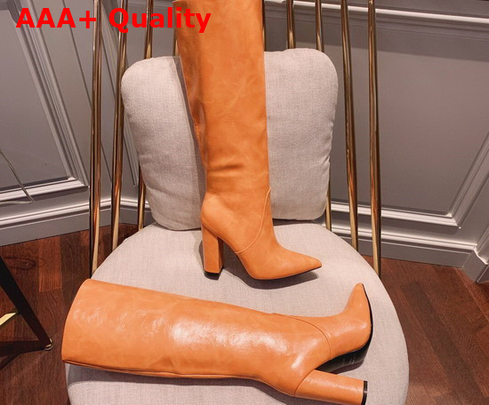 Saint Laurent 68 Boots in Tan Smooth Leather Replica