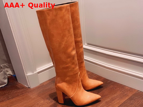 Saint Laurent 68 Boots in Tan Smooth Leather Replica