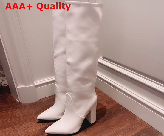 Saint Laurent 68 Boots in White Smooth Leather Replica