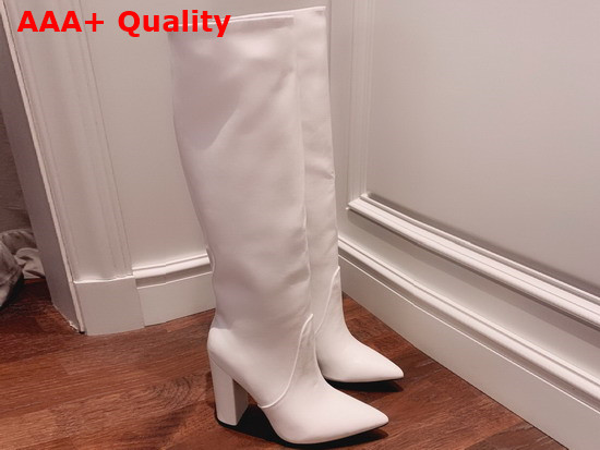 Saint Laurent 68 Boots in White Smooth Leather Replica