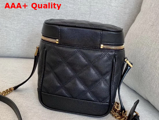 Saint Laurent 80S Vanity Bag in Carre Quilted Grain de Poudre Embossed Leather Black Replica