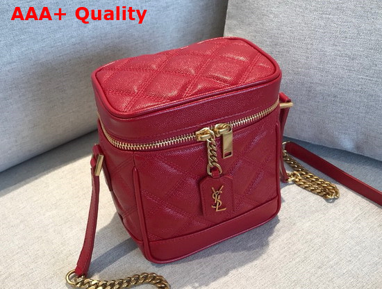 Saint Laurent 80S Vanity Bag in Carre Quilted Grain de Poudre Embossed Leather Rouge Eros Replica