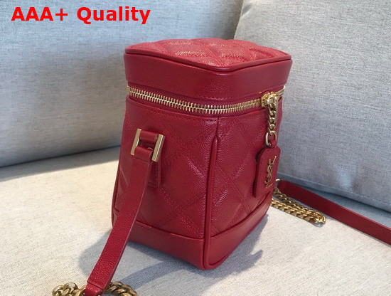 Saint Laurent 80S Vanity Bag in Carre Quilted Grain de Poudre Embossed Leather Rouge Eros Replica