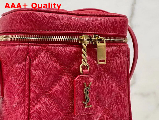 Saint Laurent 80S Vanity Bag in Carre Quilted Grain de Poudre Embossed Leather Rouge Eros Replica