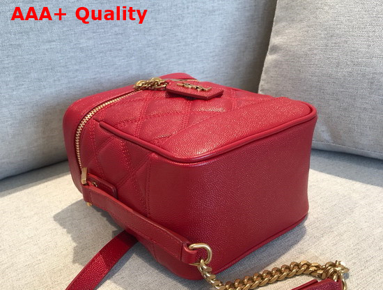 Saint Laurent 80S Vanity Bag in Carre Quilted Grain de Poudre Embossed Leather Rouge Eros Replica