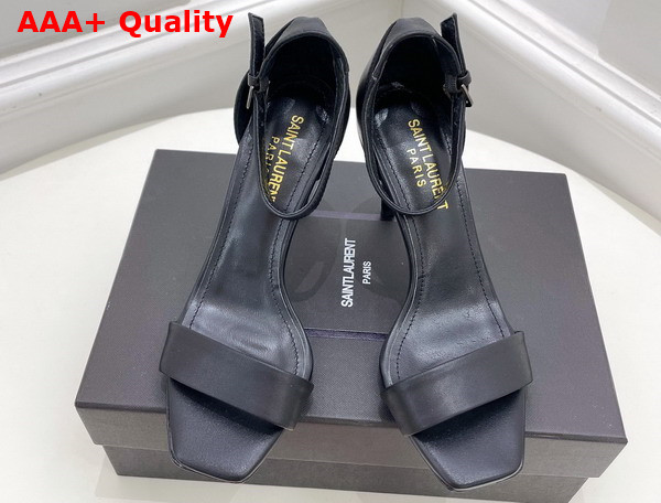 Saint Laurent Amber Sandals in Black Leather Replica