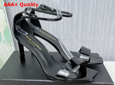 Saint Laurent Amber Sandals in Black Patent Leather Replica