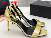 Saint Laurent Amber Sandals in Gold Leather Replica