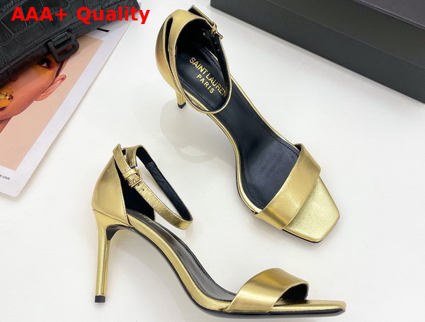 Saint Laurent Amber Sandals in Gold Leather Replica