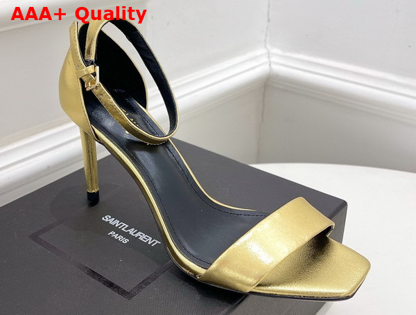 Saint Laurent Amber Sandals in Gold Leather Replica