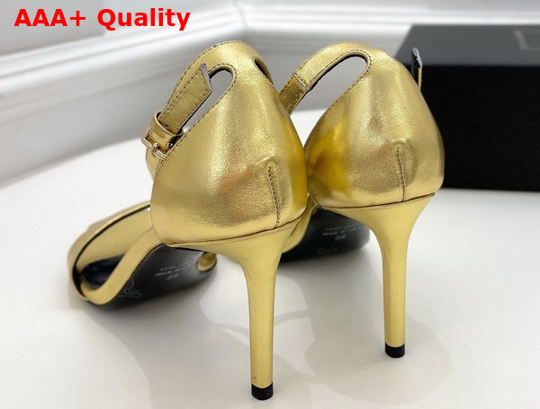 Saint Laurent Amber Sandals in Gold Leather Replica