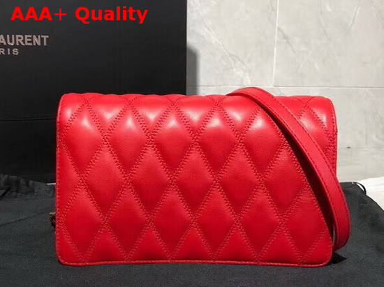 Saint Laurent Angie Chain Bag in Eros Red Diamond Quilted Lambskin Replica