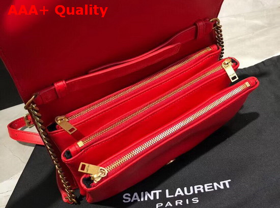 Saint Laurent Angie Chain Bag in Eros Red Diamond Quilted Lambskin Replica