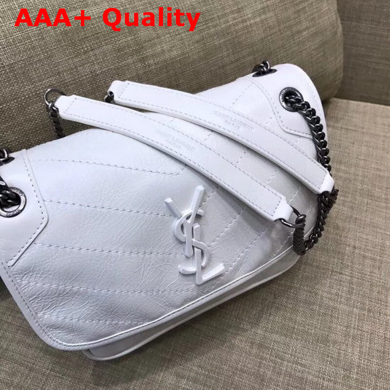 Saint Laurent Baby Niki Chain Bag in White Real Leather Replica