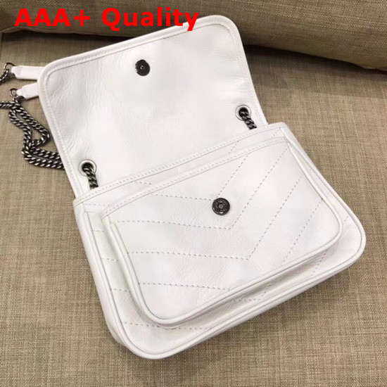 Saint Laurent Baby Niki Chain Bag in White Real Leather Replica