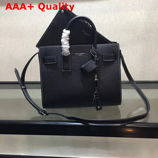 Saint Laurent Baby Sac De Jour Souple Bag in Black Grained Leather Replica