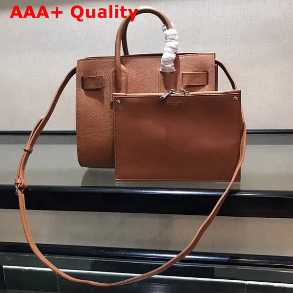 Saint Laurent Baby Sac De Jour Souple Bag in Brown Grained Leather Replica