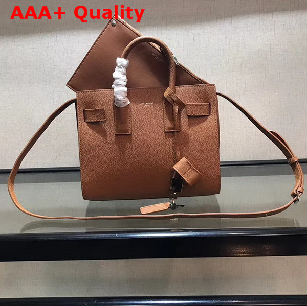 Saint Laurent Baby Sac De Jour Souple Bag in Brown Grained Leather Replica