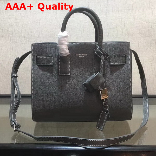 Saint Laurent Baby Sac De Jour Souple Bag in Grey Grained Leather Replica