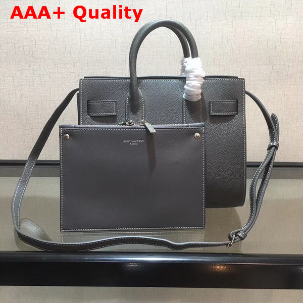 Saint Laurent Baby Sac De Jour Souple Bag in Grey Grained Leather Replica