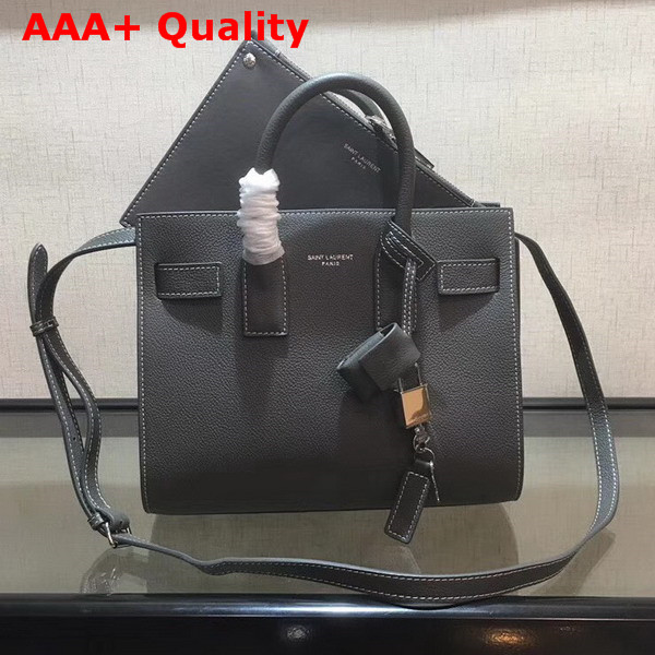 Saint Laurent Baby Sac De Jour Souple Bag in Grey Grained Leather Replica