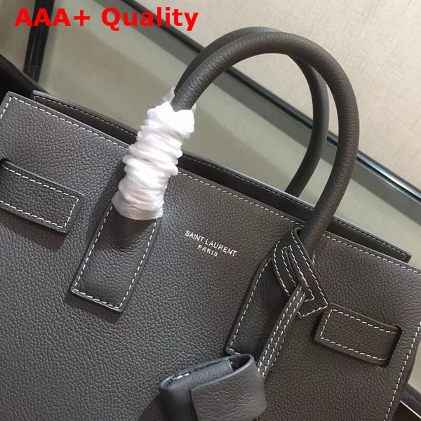 Saint Laurent Baby Sac De Jour Souple Bag in Grey Grained Leather Replica