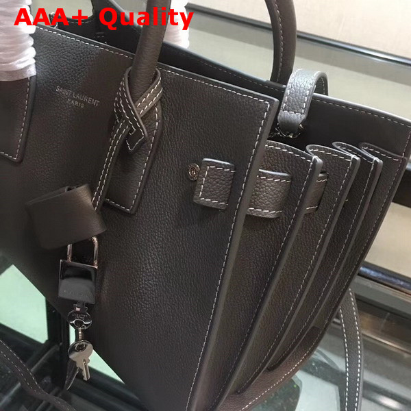 Saint Laurent Baby Sac De Jour Souple Bag in Grey Grained Leather Replica