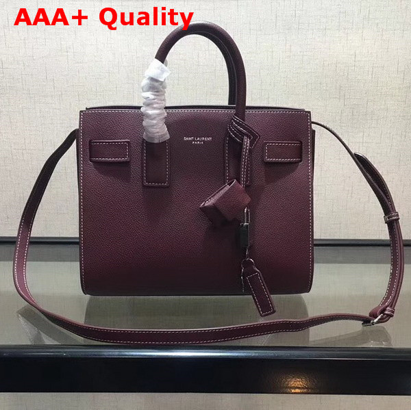 Saint Laurent Baby Sac De Jour Souple Bag in Oxblood Grained Leather Replica