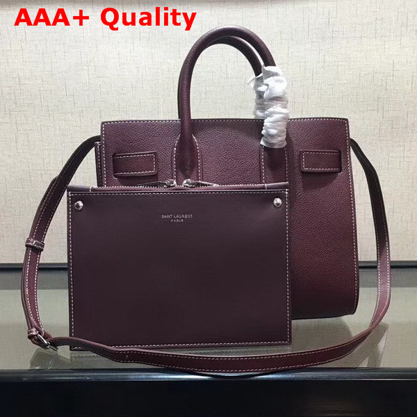 Saint Laurent Baby Sac De Jour Souple Bag in Oxblood Grained Leather Replica