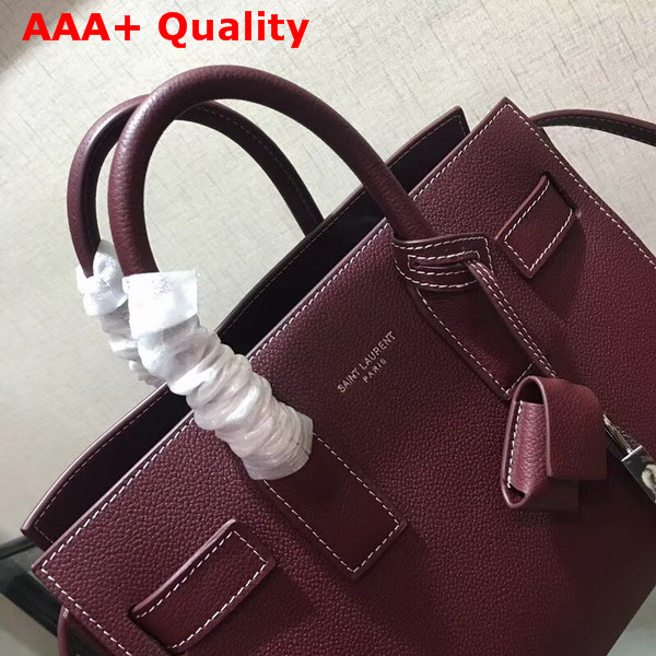 Saint Laurent Baby Sac De Jour Souple Bag in Oxblood Grained Leather Replica