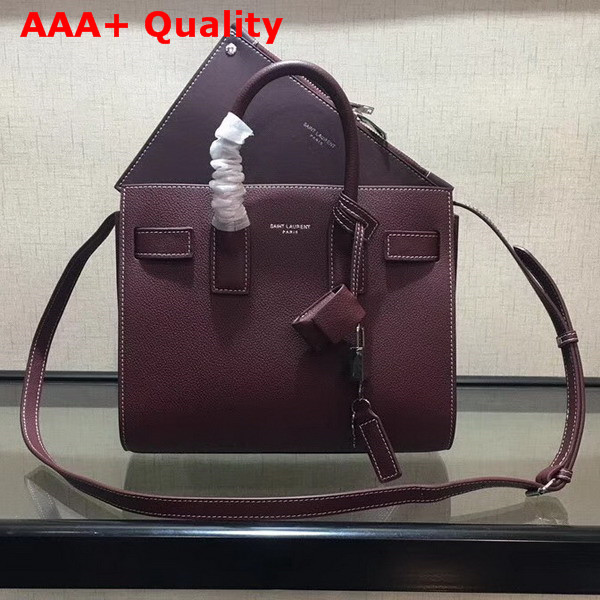 Saint Laurent Baby Sac De Jour Souple Bag in Oxblood Grained Leather Replica